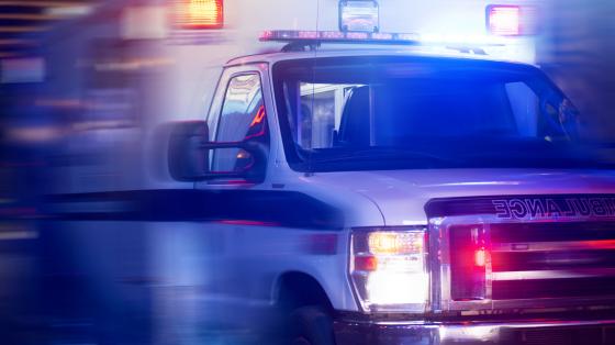 blurry (in motion) ambulance vehicle