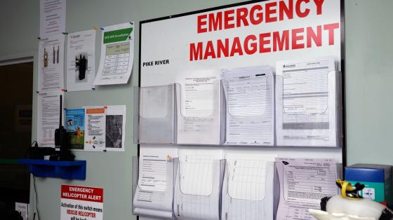 bulletin board with emergency management forms