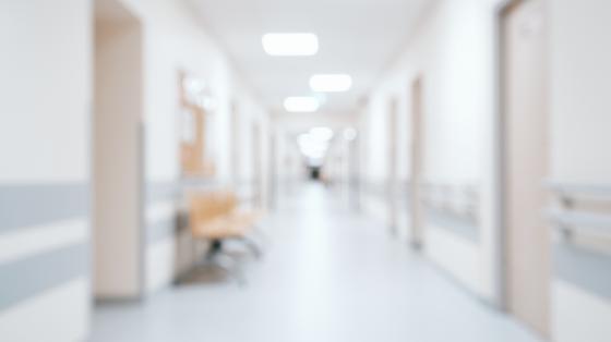 blurry hospital hallway
