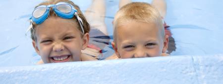 girl and boy in pool