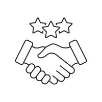 hand shake with 3 stars graphic
